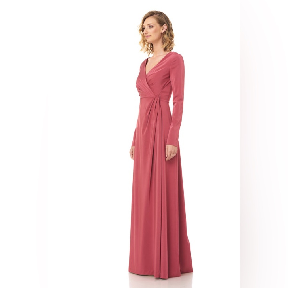 Kay Unger New York Womens Adelina Pink Surplice Maxi Evening Dress Gown NWT